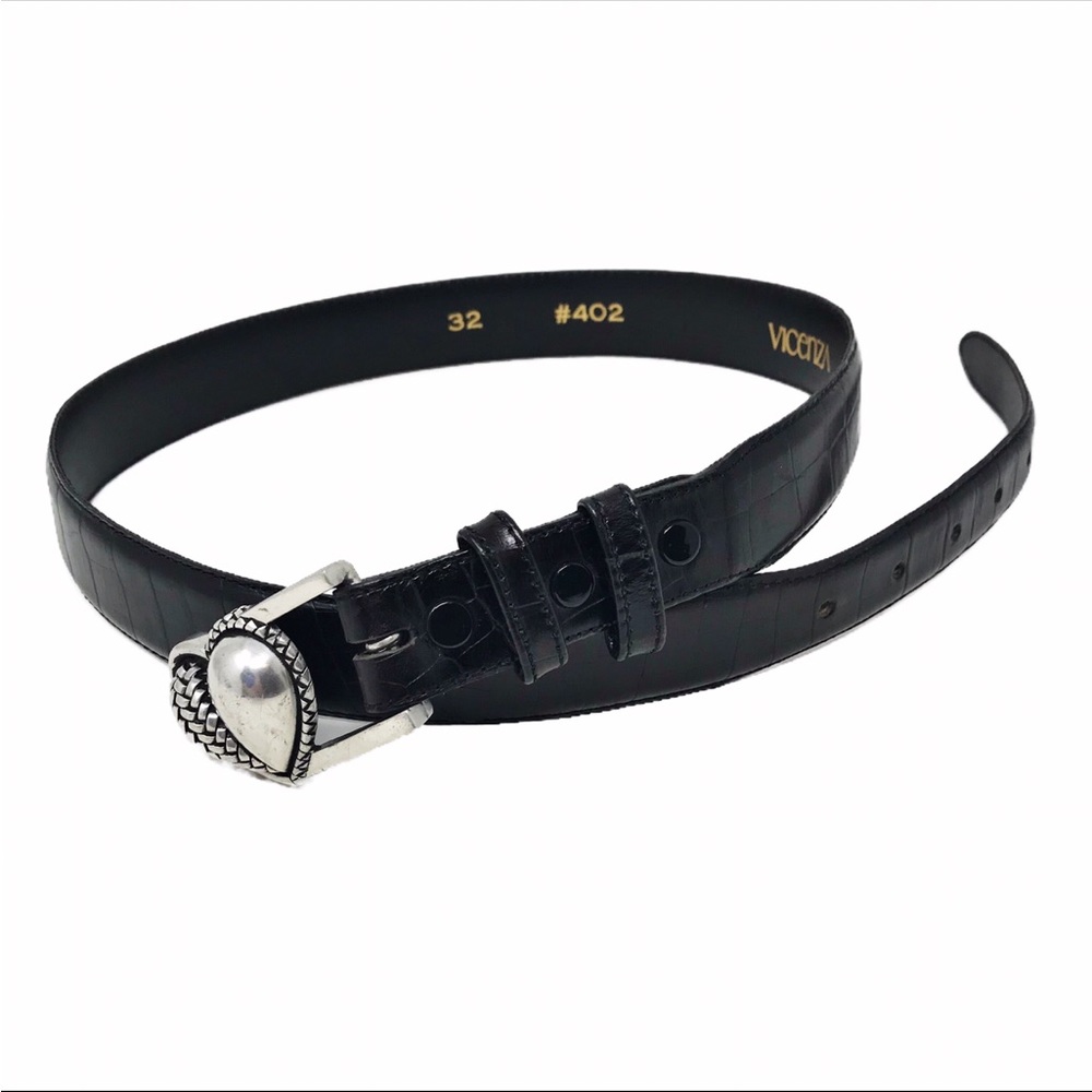 Vicenza Italian Calfskin Leather Belt W/Heart Buckle Size 32